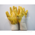 Cotton Yellow Nitrile Coated Working Glove Safety Glove CE (DCN303)